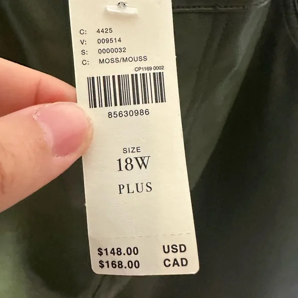 Pilcro Green Faux Leather Midi Skirt women’s new size 18  dark green - Picture 3 of 5